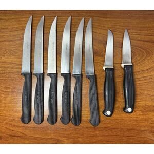 Set Of Kershaw Serrated Blade Steak Knife Japan Rubber Handle 8 Total